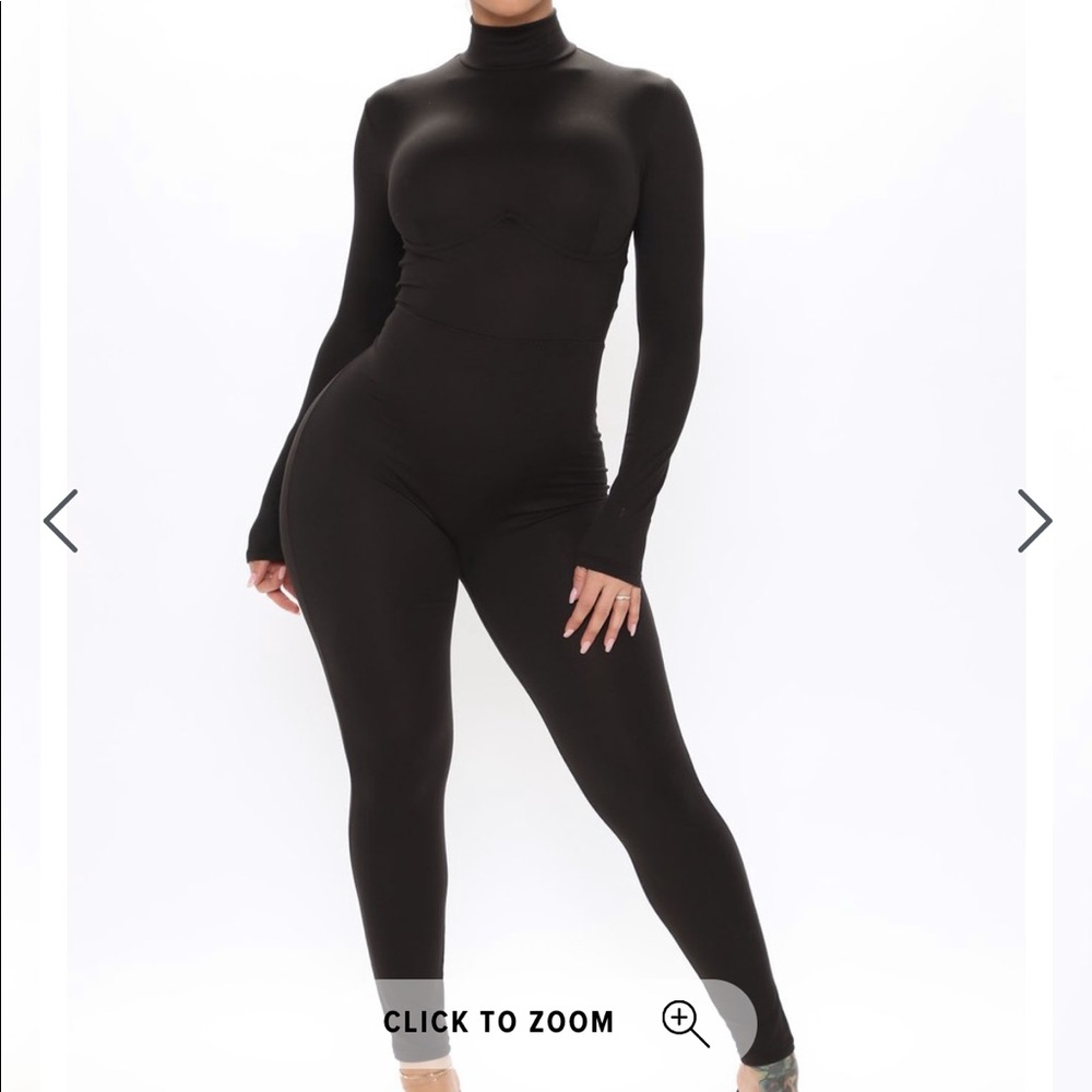 Black turtle neck jumpsuit